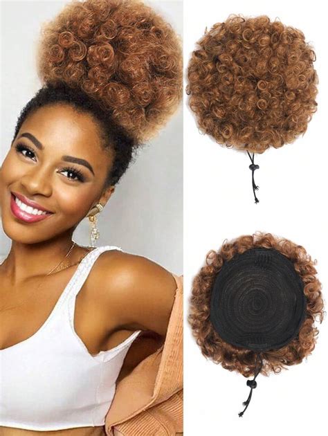 Extensão de coque afro encaracolado para cabelo rabo de cavalo