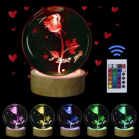 3D Rose Flower Crystal Ball Night Light With Remote At Rs 210 Piece