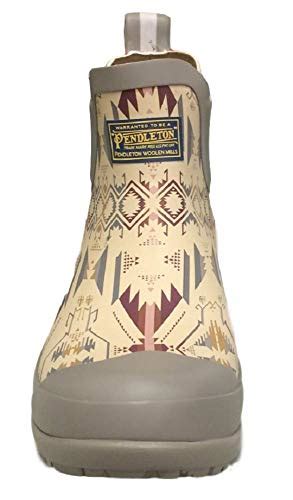 Pendleton Womens Heritage Print Chelsea Slip Resistant Rain Boot White Sands Print Size 5