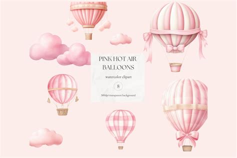 Pink Hot Air Balloons Clipart Graphic By Pixelpoetryboutique Creative Fabrica