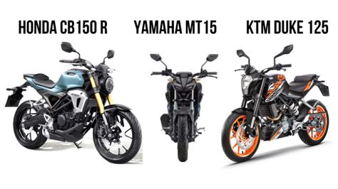 Honda Cb150r Streetster Vs Yamaha Mt 15 Vs Ktm Duke 125 Comparison