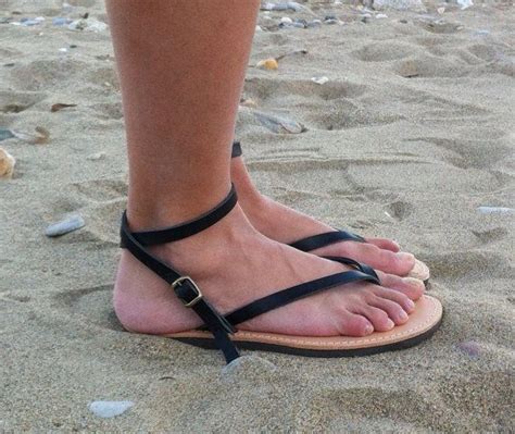 Sandalias De Cuero Con Correa De Tobillo Sandalias Negras Sandalias