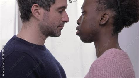 Young White Man And Black African Woman Kissingmixedinterracial Love Stock Video Adobe Stock