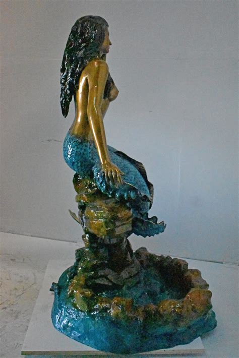 Beautiful Large Mermaid Bronze Statue Fountain Size 35 L X 32 W X 53