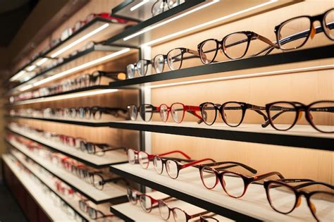 Premium Photo View Eyeglasses Showcased In Modern Ophthalmic Store Arrayed On Shelves