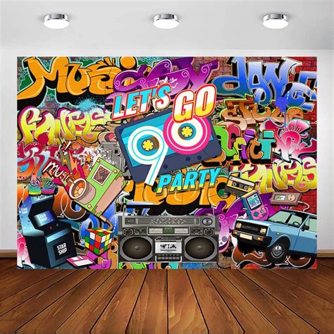 Mehofoto 90er Jahre Thema Party Kulisse 7x5ft Hip Hop Graffiti Wand