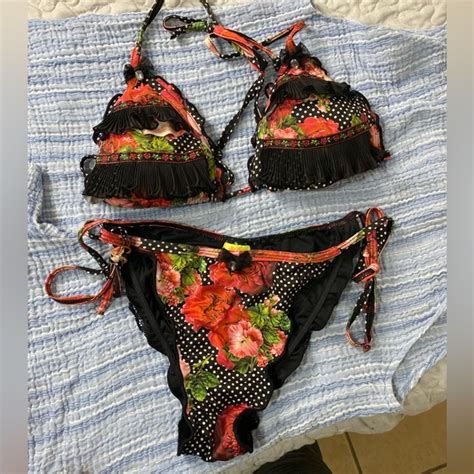 Agua Bendita Swim Agua Bendita Red Roses Triangle Bikini Poshmark