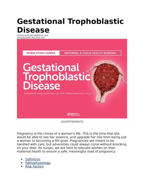 Gestational Trophoblastic Disease Gestational Trophoblastic Disease