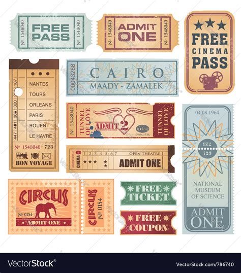 Vintage Tickets Royalty Free Vector Image Vectorstock