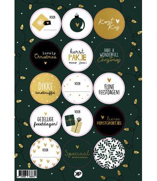 Kerst Stickervel Groen Goudfolie Stickers Feestdeco