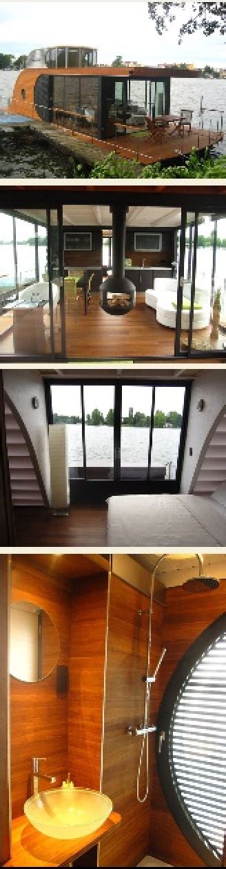 The Inside And Outside Of A House Boat