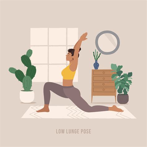 Low Lunge Yoga Pose Young Woman Practicing Yoga Pose 11190906 Vector