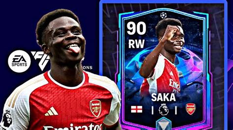 AMAZING RW 90 RATED SAKA GAMEPLAY REVIEW EA FC MOBILE 24 YouTube