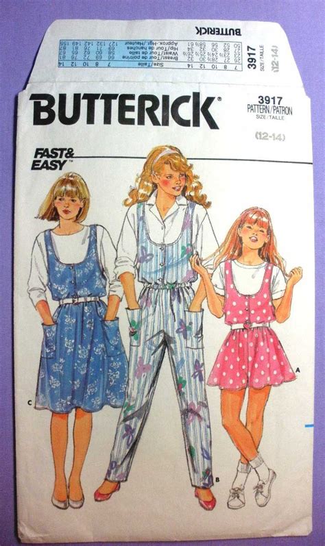 Butterick 3917 Uncut Jumper And Jumpsuit Sewing Pattern Teen Tween Girls Size 12 14