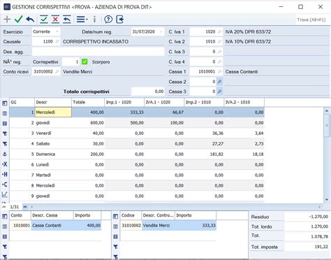 Ga Gestione P Nota Corrispettivi