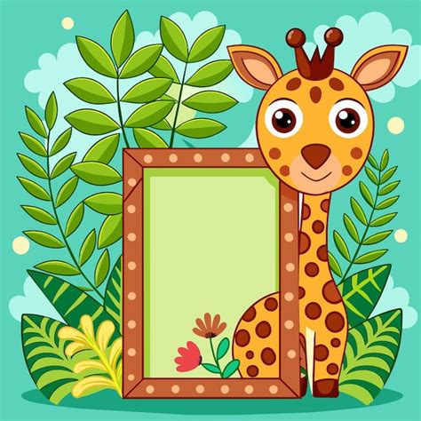 Premium Vector Beautiful Decorative Colorful Hand Draw Cute Giraffe Frame