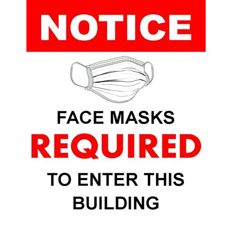 Poster Decal Notice Face Masks Required 85 X 11 Rectangle 10