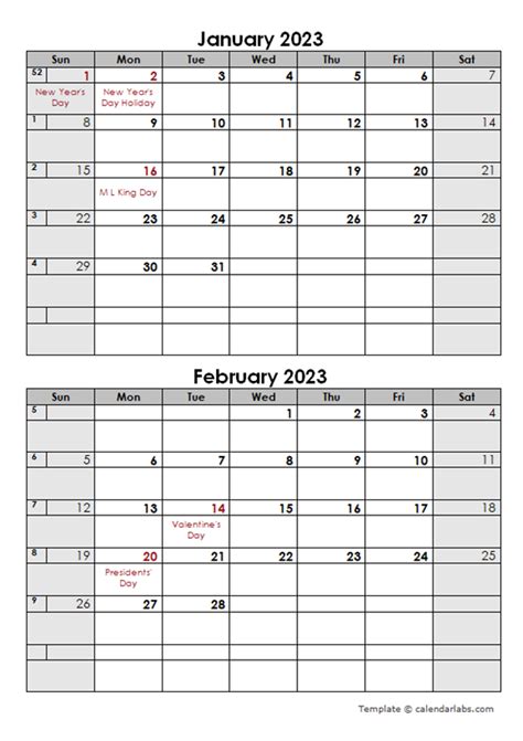 2023 Monthly Calendar Template