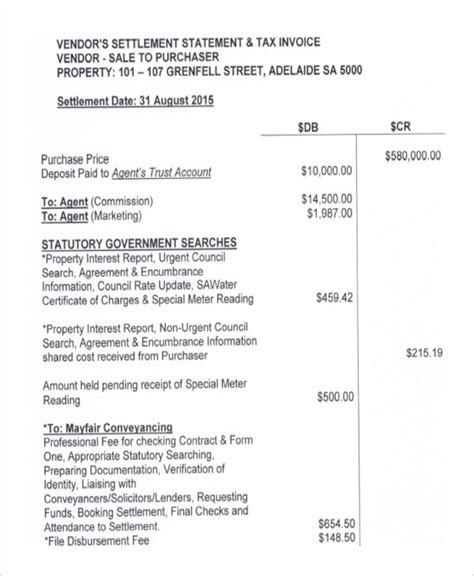 Settlement Statement 10 Examples Format Pdf