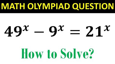 A Nice Exponential Equation Math Olympiad Question Maths Youtube