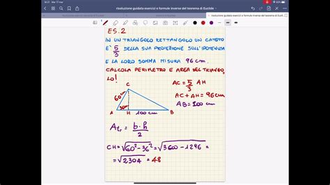 Risoluzione Esercizi Con Teorema Di Euclide E Formule Inverse Youtube