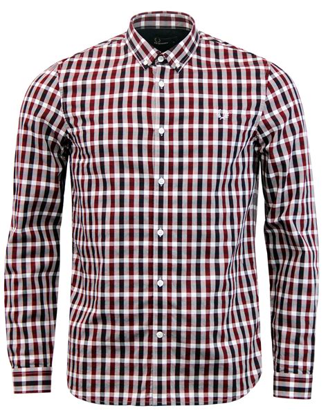 Fred Perry Gingham Check Button Down Shirt In Rosewood