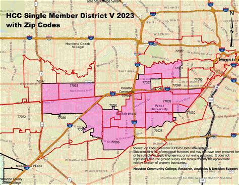 Single Member District V Map with zip codes | Houston City College (HCC