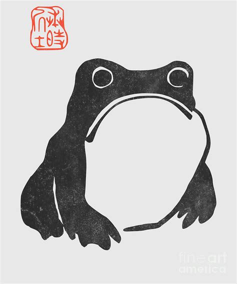 Japan Art Grumpy Frog Matsumoto Hoji Frog Digital Art By Sh