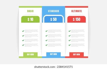 Pricing Table Template Design Vector Stock Vector Royalty Free