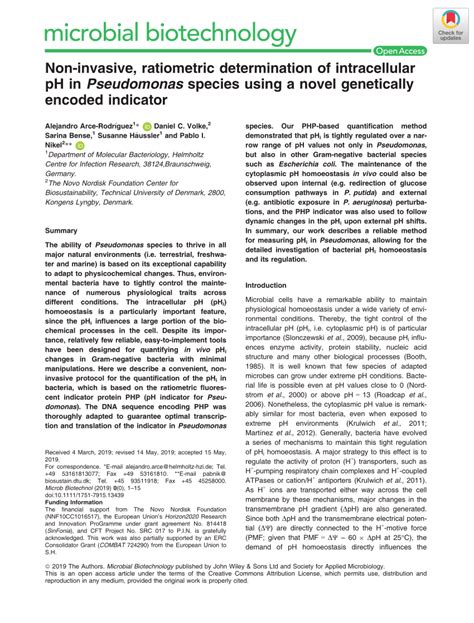 Pdf Non‐invasive Ratiometric Determination Of Intracellular Ph In