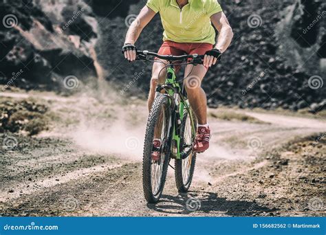 Mountain Bike MTB Biking Athlete Man In Mountains Landscape Jumping