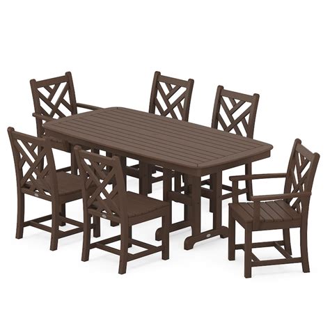 Polywood Chippendale 7 Piece Dining Set Mahogany Bbqguys