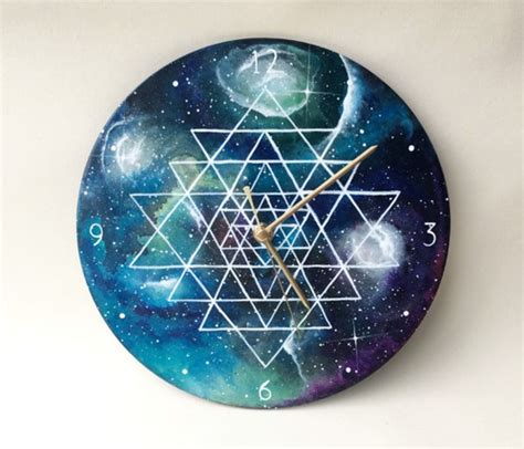 Sri Yantra Hand Painted Galactic Clock Handmaiduns