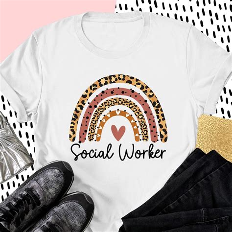 Social Worker Leopard Rainbow Social Work Mothers Day Fathers Etsy