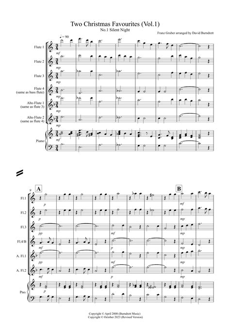 2 Christmas Favourites For Flute Quartet Volume One Arr David Burndrett By Franz Gruber