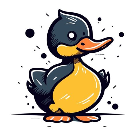 Ilustración vectorial de un lindo pato de dibujos animados dibujado a