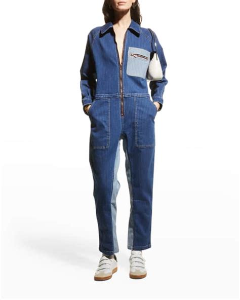 See By Chloe Zip Front Denim Jumpsuit Neiman Marcus