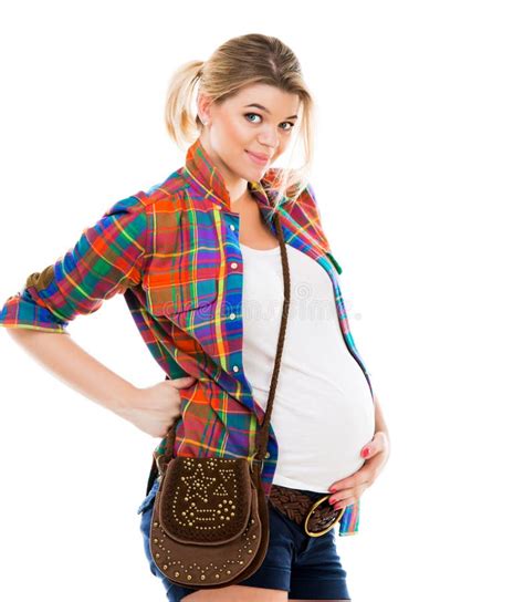 Pregnant Woman On White Stock Image Image Of Isolated 47523833