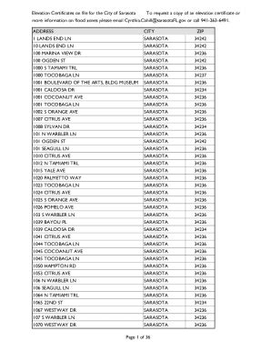 Fillable Online Fema Elevation Certificates For City Of Sarasota Fax