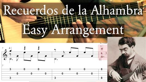 Recuerdos De La Alhambra Tarrega Easy Arr No Tremolo Tutorial