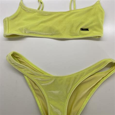 TRIANGL BIKINI Velvet Yellow Both Top And Bottom Depop