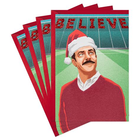 Hallmark Pack Of Ted Lasso Christmas Greeting Cards Believe 4 Holiday Cards With Envelopes