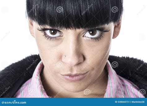 Angry Frustrated Young Woman Starring or Glaring Sternly Stock Image ...