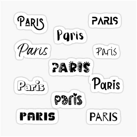 Paris In 10 Different Fonts Sticker For Sale By Magleen Redbubble