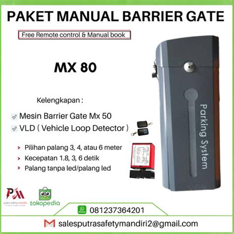 Jual PAKET BARRIER GATE MX 80 SISTEM MANUAL MESIN PALANG PARKIR