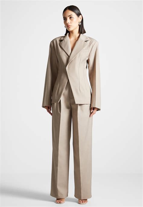 Tailored Double Breasted Blazer Taupe Manière De Voir