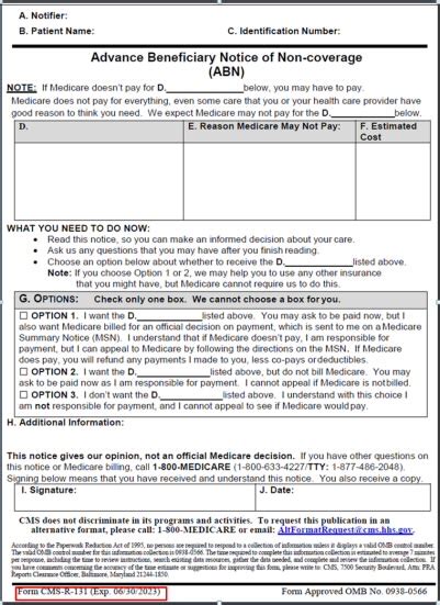 Printable Medicare Abn Form 2021 Fillable Form 2024