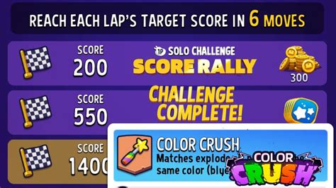 Match Masters Solo Challenge Score Rally Color Crush Score Solo