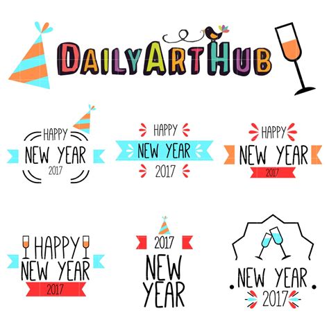 Happy 2017 Clip Art Set Daily Art Hub Graphics Alphabets And Svg