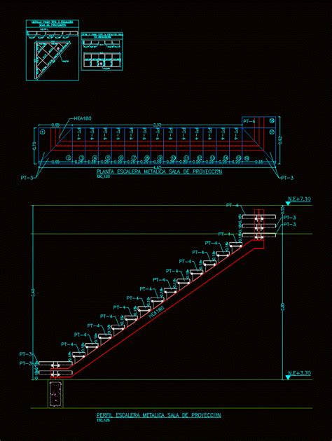 Detalle De Escalera Metalica Planos De Escalera Metalica En Dwg Autocad